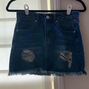 womens ripped jean skirt